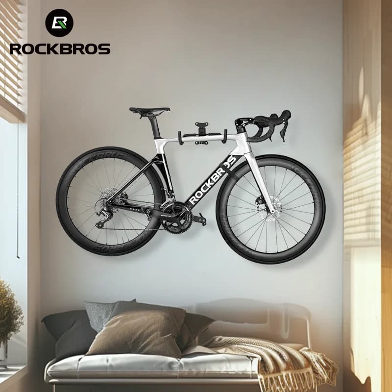 رف دراجات جداري من ROCKBROS، قابل للتعديل، رف دراجات أفقي، خطاف دراجات، معزز وسميك، حامل دراجات جبلية وطرق - 2