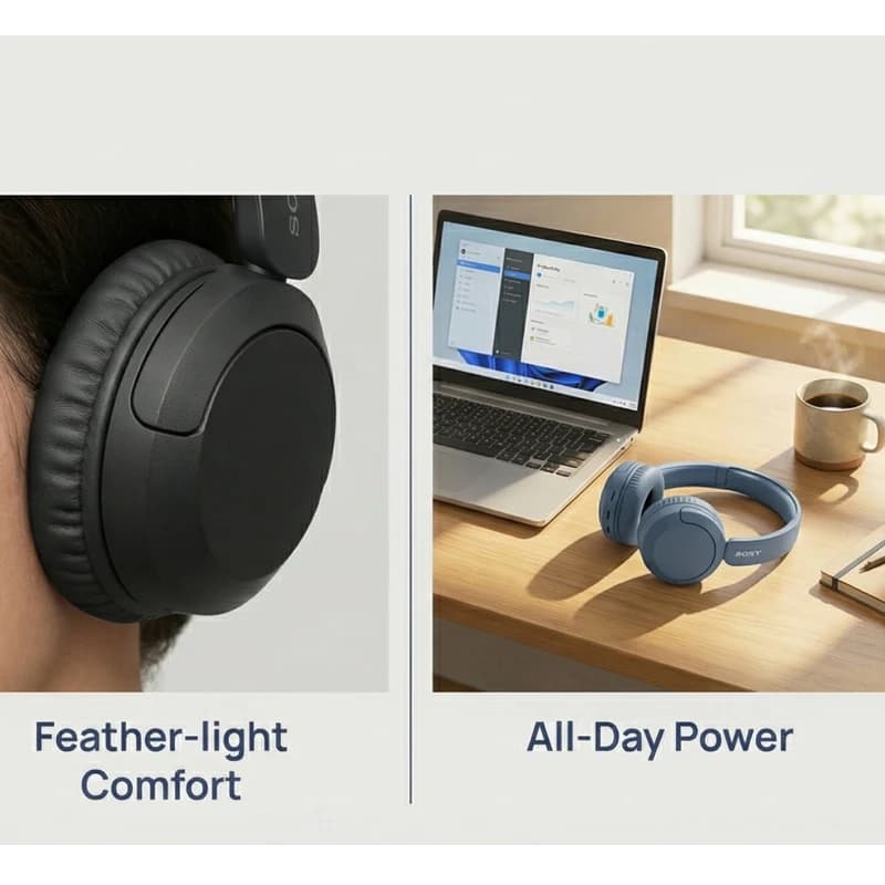 SONY WH-CH520 Efficient Wireless Headwear Bluetooth Earphones Comfortable to Wear Music Earphones with 8 Preset Sound Effects to - 4