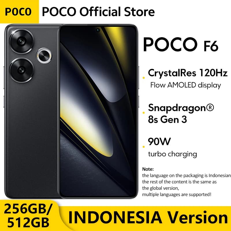 هاتف POCO F6 5G نسخة عالمية سناب دراجون® 8s الجيل 3 NFC 120 هرتز شاشة Flow AMOLED شحن توربو 90 واط بطارية 5000 مللي أمبير كاميرا 50 ميجابكسل NFC