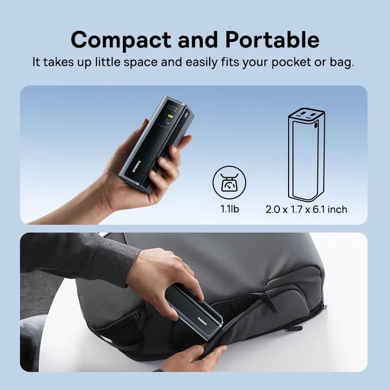 Baseus 145W Power Bank 20800mAh Dual USB A USB C PD 100W Fast Charging Digital Display Portable PowerBank for Laptop Phone Steam - 5