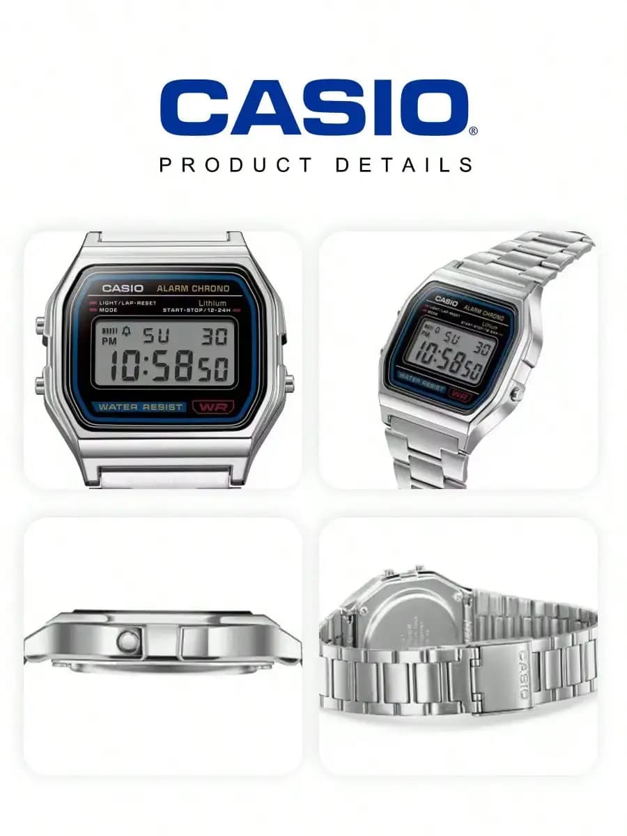 CASIO Watch for Men Women Vintage Digital Watches Retro Small Square Silver Stainless Steel Electronic Sport Relogio Masculino - 6