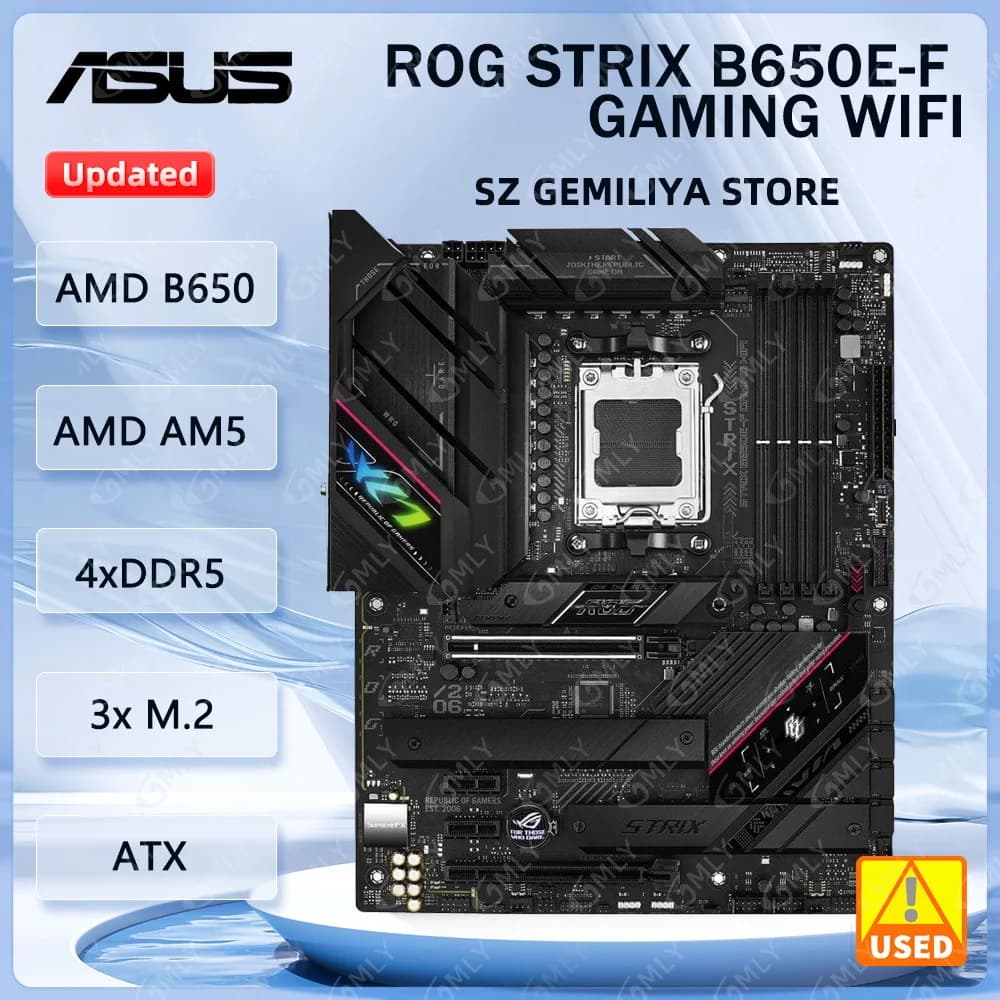 لوحة أم ASUS ROG STRIX B650E-F GAMING WIFI بمعالج AMD B650 و AM5 وذاكرة DDR5 بسعة 192 جيجابايت وM.2 وATX تدعم Ryzen 5 9600X وRyzen 5 8500G وRyzen 9 7900