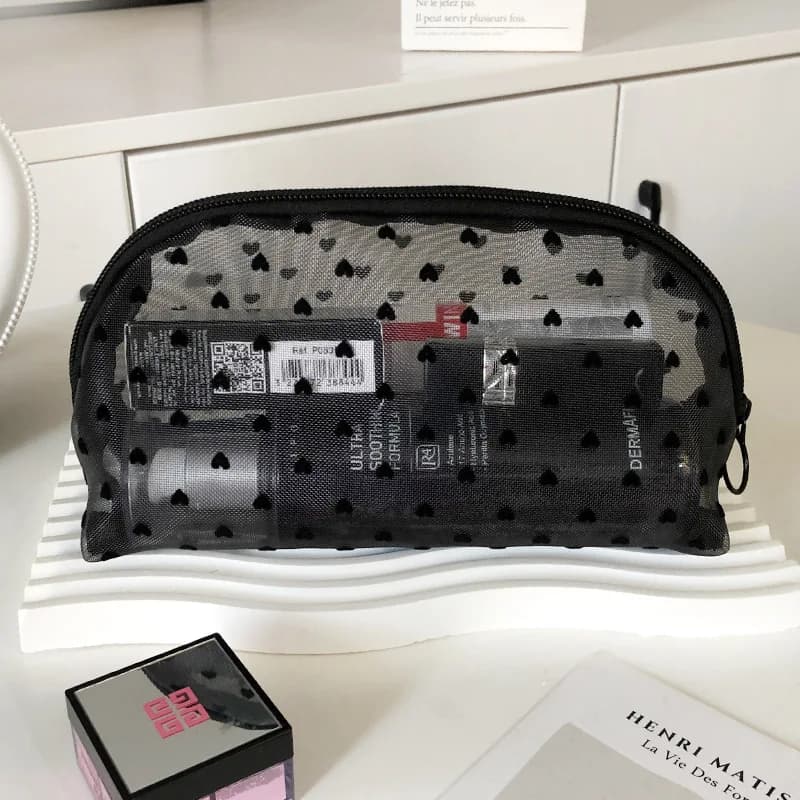 Makeup Bag Outdoor Personalized Transparent Nylon Mesh Cosmetic Bags Pouch Travel Organizer Zipper Beach Makeup Women's Purse - 5