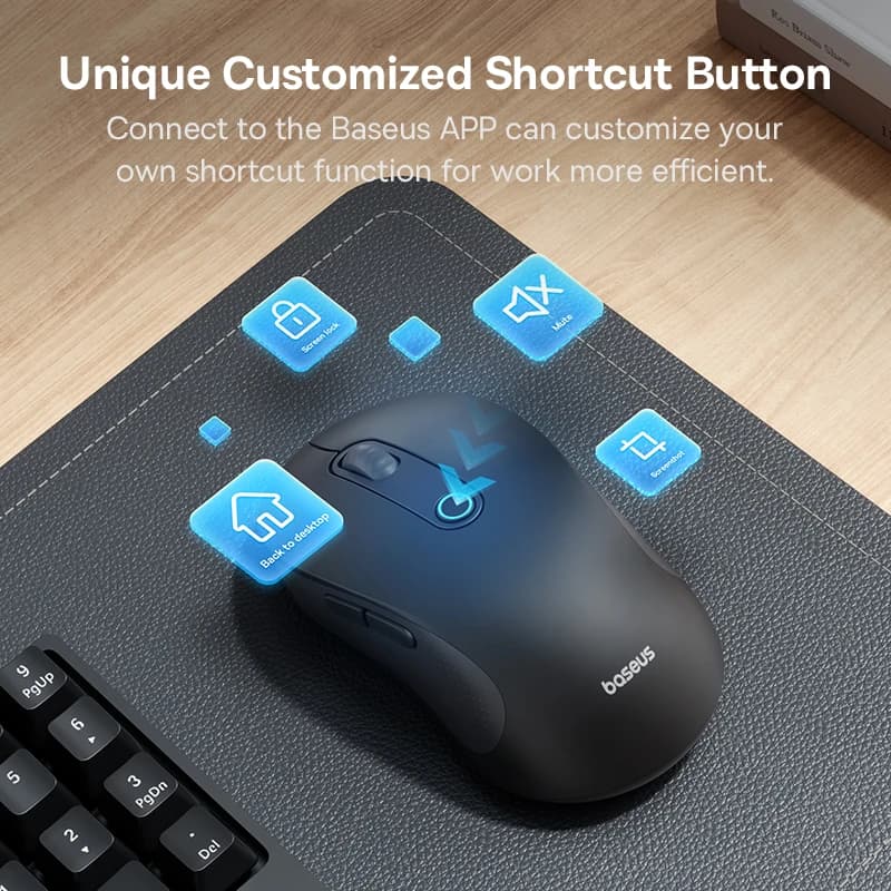 Baseus F02 Wireless Mouse Bluetooth 5.2 2.4G 4000DPI Ergonomic 7 Mute Buttons Mice for iPad MacBook Tablet Laptop Computer Mouse - 6