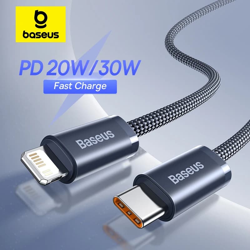 كابل Baseus USB C لهاتف آيفون 14 و13 و12 و11 برو ماكس Xs بلس، شحن سريع 20 واط، كابل Type C لنقل البيانات لأجهزة آيباد وماك بوك