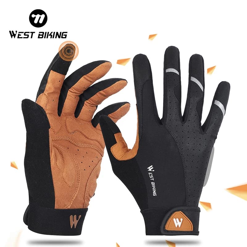 قفازات WEST BIKING لركوب الدراجات قفازات كاملة الأصابع قفازات رياضية للدراجات للرجال والنساء ربيع خريف صالة الألعاب الرياضية قفازات الدراجات النارية التخييم والمشي