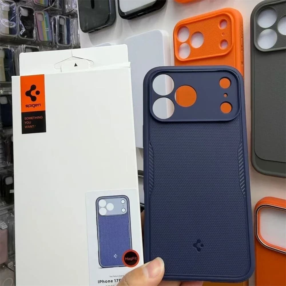 غطاء Spigen Rugged Armor MagFit متوافق مع Magsafe لهاتف iPhone 17 Pro Max و17 Air، غطاء مغناطيسي شحن لاسلكي مقاوم للصدمات ومطفي