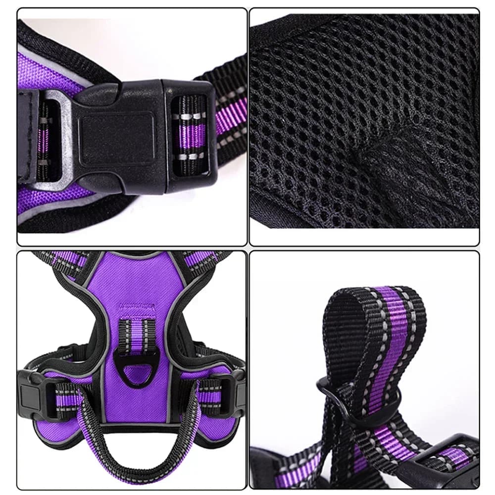 Adjustable Nylon Dog Harness Vest Reflective Soft Breathable No Pull Dog Harness Pet Harness Leash For Small Medium Large Dogs - 4