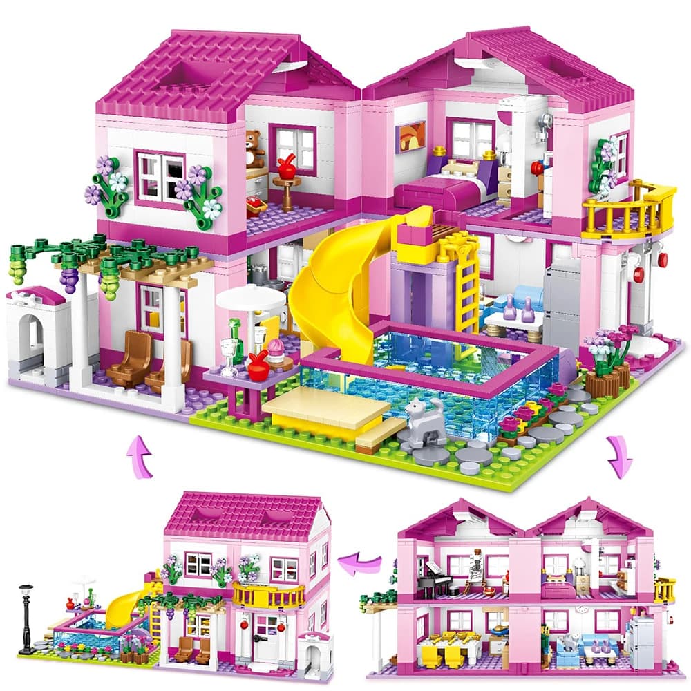 أصدقاء مدينة عرض الشارع منزل الصيف عطلة فيلا القلعة نموذج بنة مجموعات أرقام DIY الطوب لعب للأطفال الفتيات هدية - 6