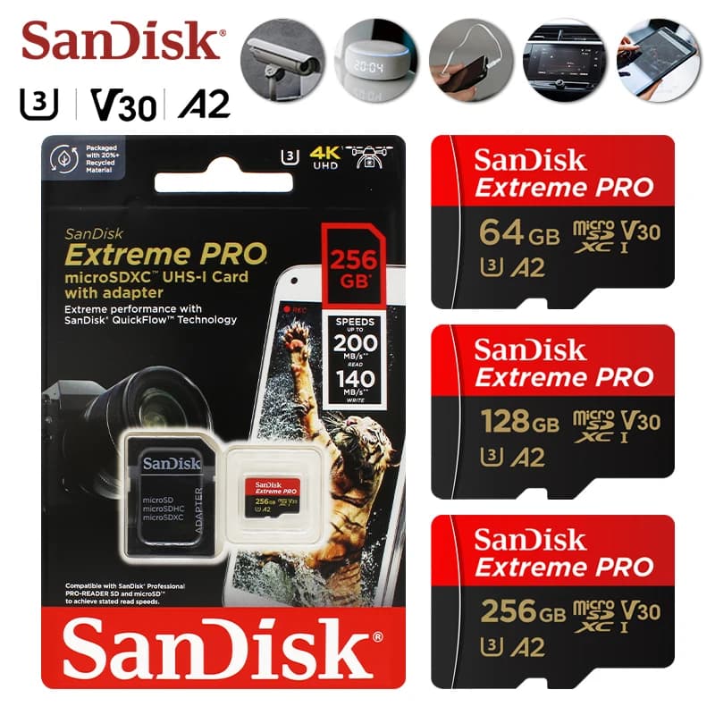100% Original SanDisk Micro SD Card A1 A2 Memory Card 32GB 64GB 128GB 256GB 512GB 1TB microSD TF Card Storage UHS-I Cards U1 U3 - 5