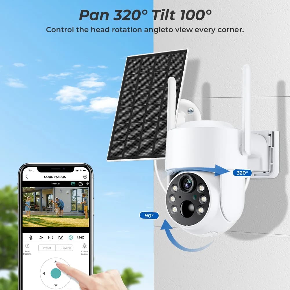 كاميرا WiFi PTZ خارجية لاسلكية شمسية IP كاميرا 4MP HD بطارية مدمجة كاميرا مراقبة فيديو وضع استعداد طويل تطبيق iCsee - 3