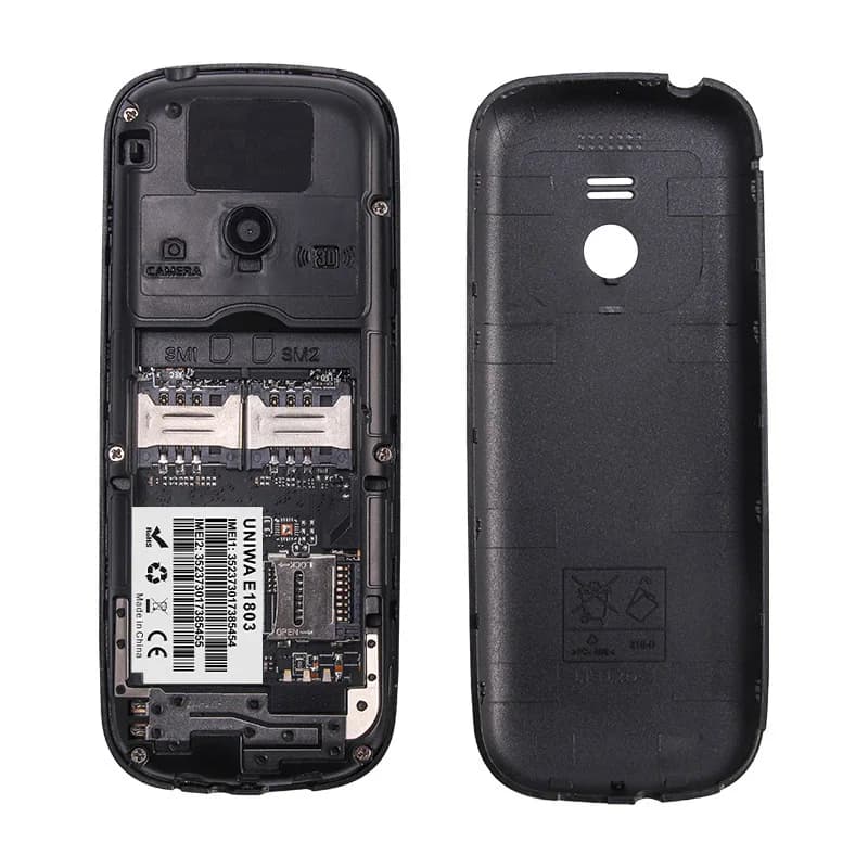 هاتف محمول UNIWA E1803 بسعر منخفض، هاتف 2G GSM بشاشة 1.77 بوصة، هاتف مزدوج الشريحة لكبار السن، زر ضغط، راديو لاسلكي، مصباح يدوي - 6