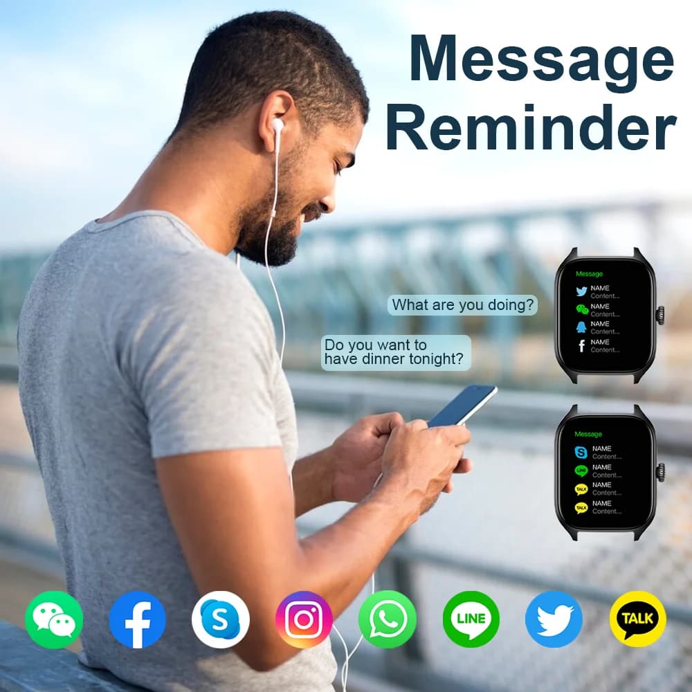 LAXASFIT H9 وH6 ساعة ذكية الاتصال الهاتفي للرد على المكالمات السعرات الحرارية تتبع معدل ضربات القلب مراقبة الأكسجين في الدم بلوتوث ساعة ذكية - 4