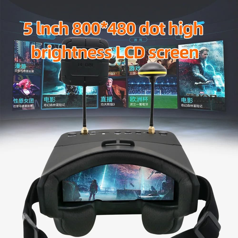 نظارات EV800D FPV بدقة 800*480 وشاشة 5 بوصة مع بطارية لطائرات RC FPV - 4