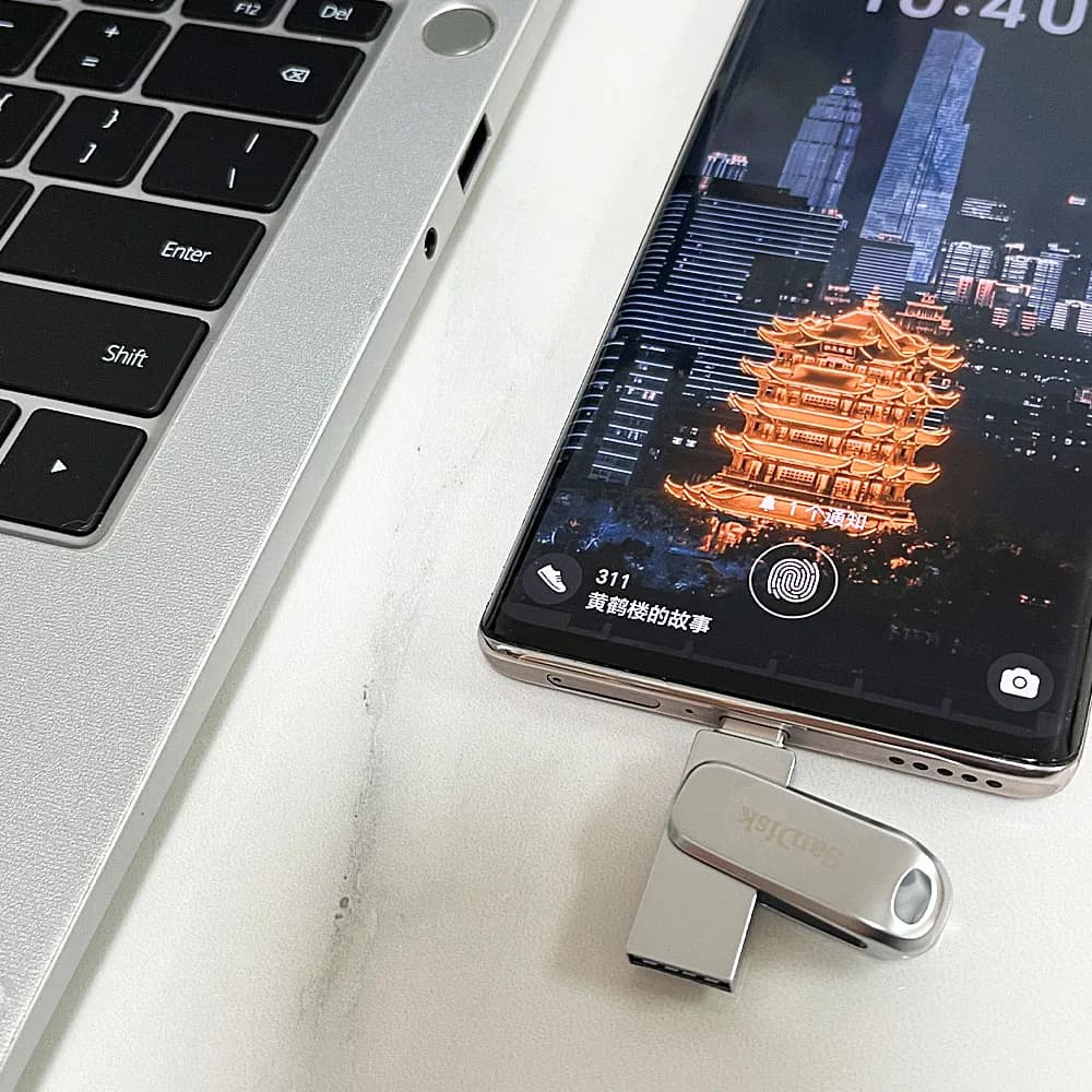 SanDisk Ultra Dual Drive Luxe USB Type-c بسعة 32 جيجابايت و64 جيجابايت و128 جيجابايت و256 جيجابايت و512 جيجابايت، USB 3.2 Gen 1، فلاش درايف معدني للهاتف من النوع C OTG - 5