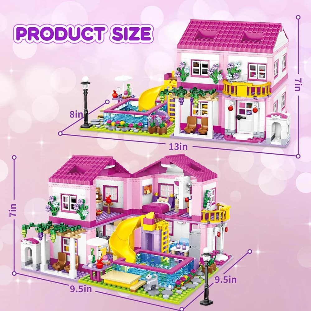 أصدقاء مدينة عرض الشارع منزل الصيف عطلة فيلا القلعة نموذج بنة مجموعات أرقام DIY الطوب لعب للأطفال الفتيات هدية - 5