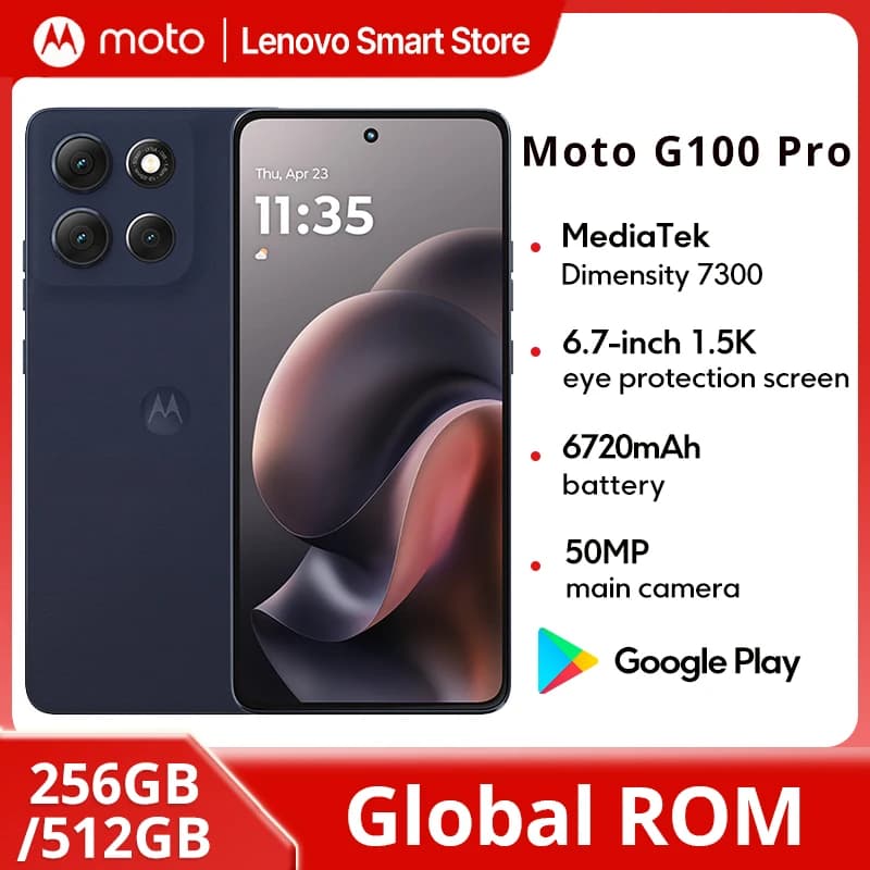 هاتف موتورولا موتو G100 برو ذكي روم عالمي دايمنستي 7300 شاشة 6.7 بوصة 1.5K pOLED 120 هرتز كاميرا 50 ميجابكسل 6720 مللي أمبير - 2