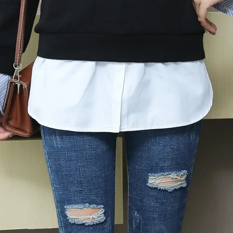 Plus Size 5XL Shirt Extenders Women Fake Shirt Tail Irregular Skirt Blouse Tail Hem Soft Detachable Underskirt Sweater Hemline - 3