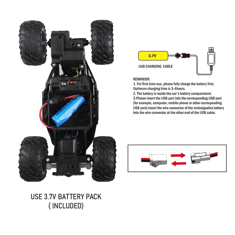 سيارة تحكم عن بعد 4WD مع أضواء، إطارات مطاطية مضادة للانزلاق، نموذج سيارة لعبة للتسلق على الطرق الوعرة، للأطفال - 6