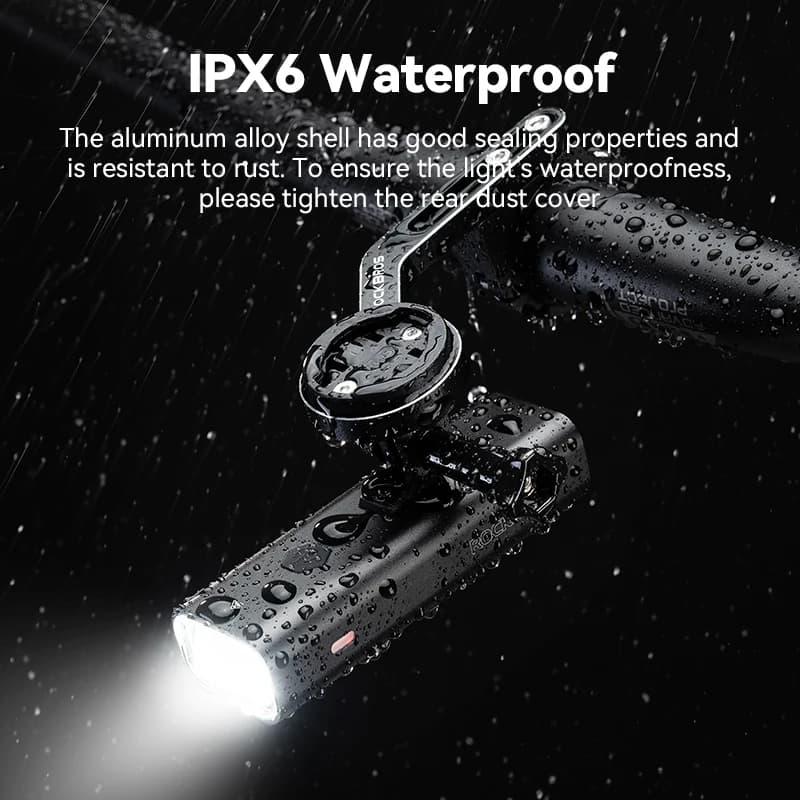 إضاءة أمامية للدراجات ROCKBROS مقاومة للماء IPX6، قابلة لإعادة الشحن Type-c، مصباح LED معلق 400/800LM من الألمنيوم - 6