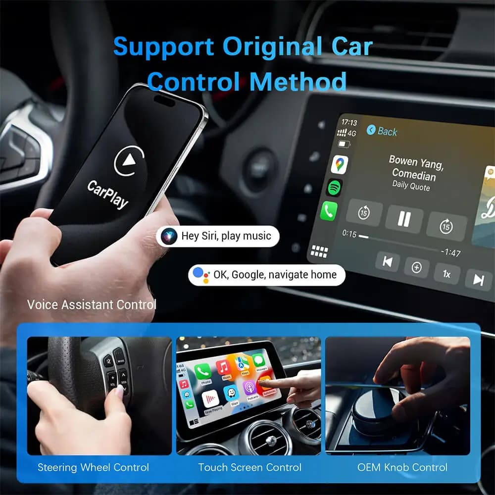 محول 2 في 1 أندرويد أوتو كار بلاي لاسلكي، محول ذكي صغير، بلوتوث، واي فاي، USB، متوافق مع سيارات OEM، توصيل وتشغيل - 6