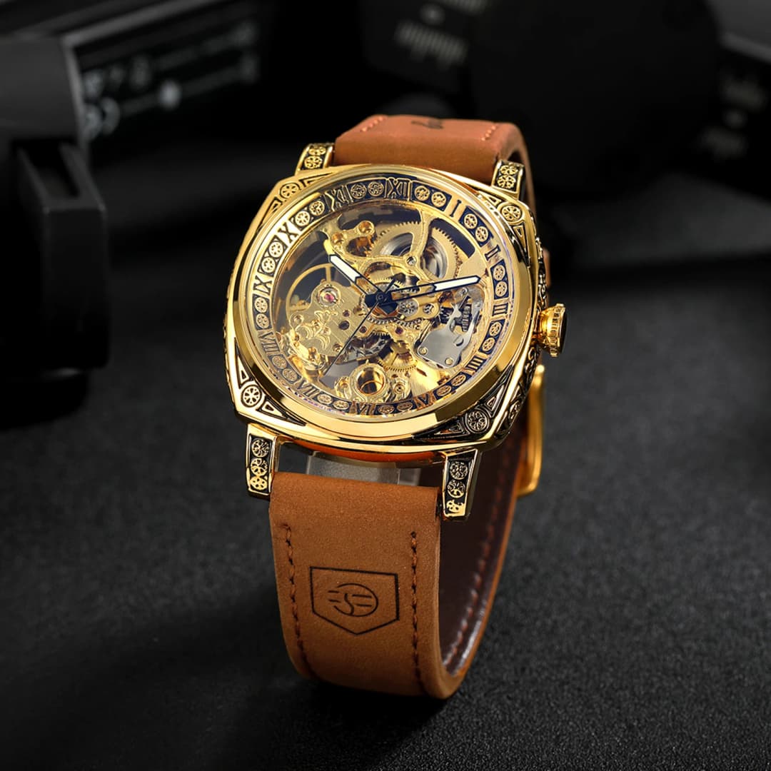 Forsining Royal Retro Skeleton Automatic Mechanical Watch for Men Leather Strap Business Casual Mens Watches Top Brand Gifts New - 2