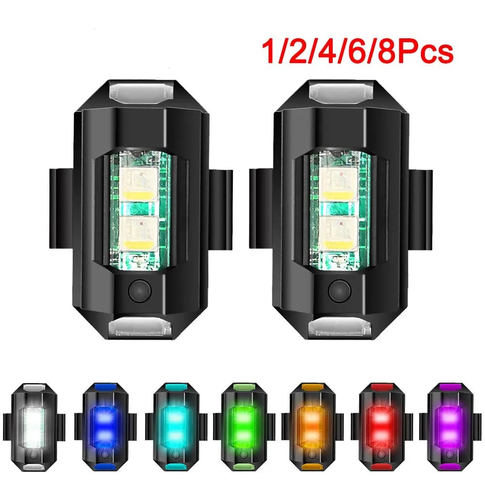 إضاءة وميض LED عالمية للدراجات النارية، إشارة تحذير من الاصطدام مع شحن USB، 7 ألوان لإشارة الانعطاف