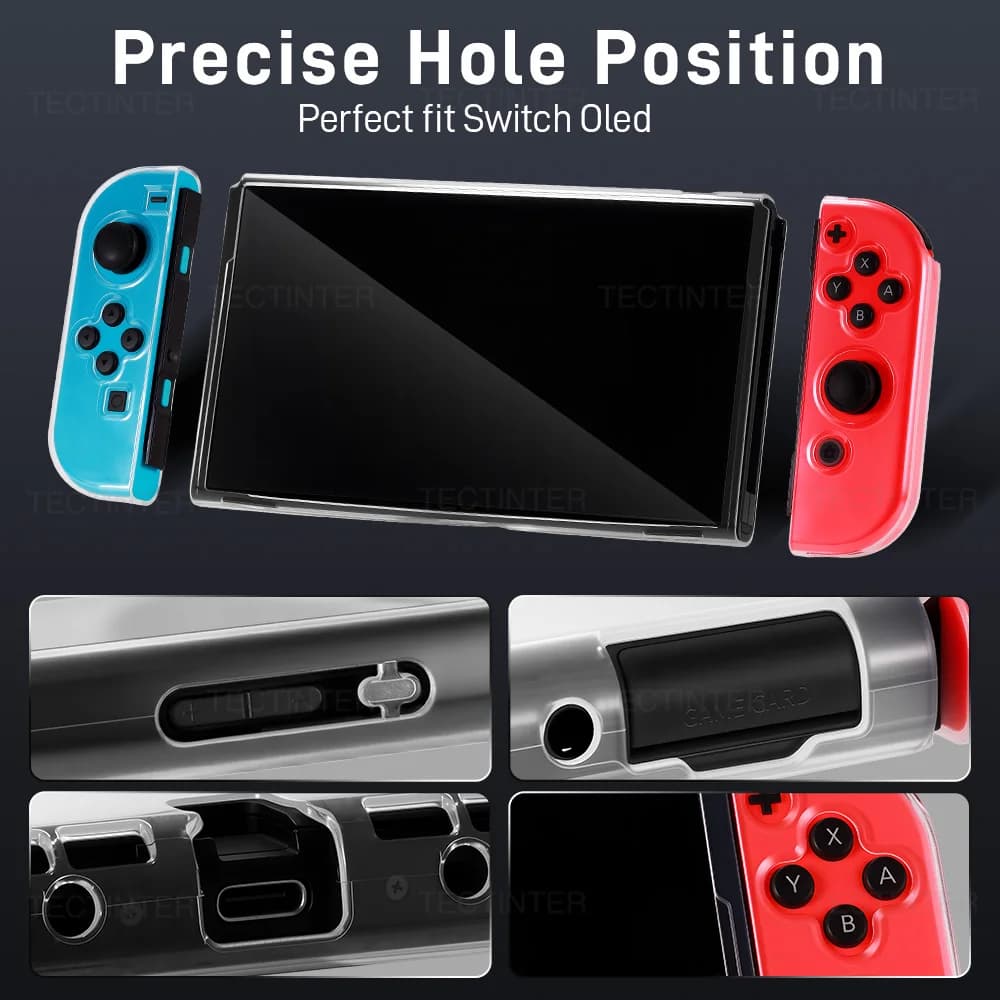 غطاء حماية شفاف ناعم من TPU لجهاز Nintendo Switch Oled، غطاء واقي مقسم لإكسسوارات جهاز الألعاب - 4