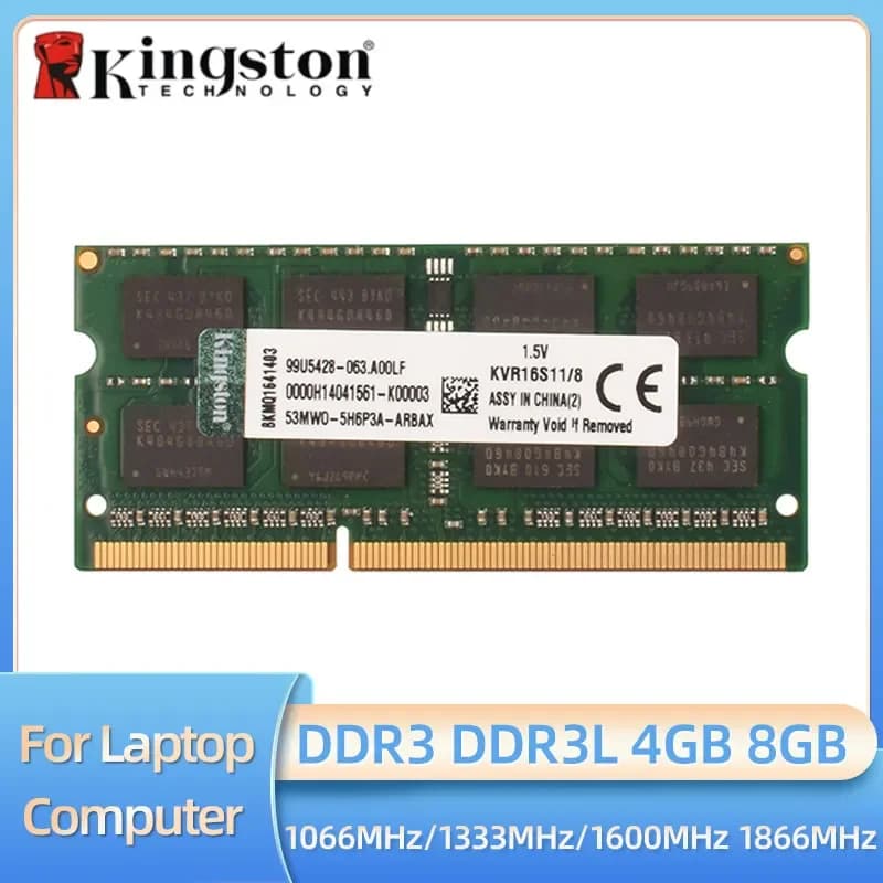 ذاكرة كمبيوتر محمول كينجستون DDR3L DDR3 8 جيجا 4 جيجا 1066 ميجا هرتز 1333 ميجا هرتز 1600 ميجا هرتز 1866 ميجا هرتز SO-DIMM PC3-8500 10600 12800 ذاكرة دفتر ملاحظات DDR3 قناة مزدوجة