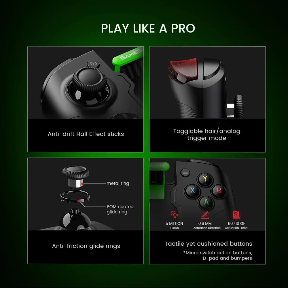 GameSir X4 Aileron Bluetooth Mobile Phone Gamepad Xbox Authorization Gaming Controller with Hall Effect, Portable Joycon - 4