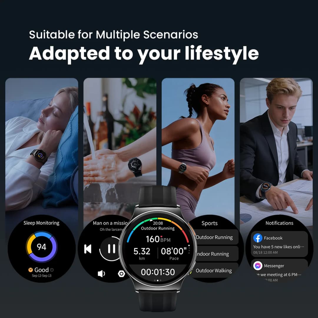 ساعة HAYLOU Solar Lite 2 الذكية بشاشة AMOLED مقاس 1.43 بوصة ومراقبة صحية على مدار 24 ساعة وأكثر من 150 وضعًا رياضيًا ومكالمات صوتية ومقاومة للماء حتى 1ATM - 5