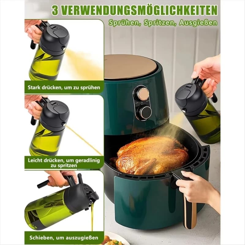 2-in-1 16oz 470ml Brown Glass Oil Sprayer Leakproof Eco-Friendly Olive Oil Dispenser Perfect for Cooking BBQ Grill Air Fryer - 5