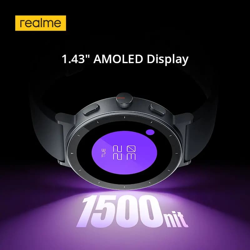 وصول جديد: ساعة realme Watch S5 الذكية بمقاومة الماء 5ATM، بطارية تدوم 20 يومًا، 110 وضع رياضي، شاشة AMOLED مقاس 1.43 بوصة - 5