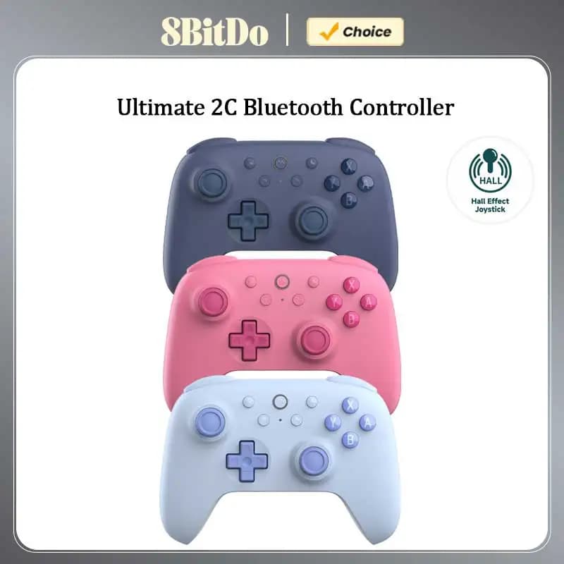 وحدة تحكم 8BitDo Ultimate 2C بلوتوث لاسلكي مع عصا تحكم بتأثير هول لجهاز Nintendo Switch / Switch 2 / OLED