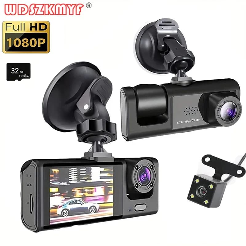 كاميرا سيارة DVR بدقة 1080P، 2/3 قنوات، داش كام للسيارات، كاميرا أمامية اختيارية، كاميرا خلفية للرؤية الليلية