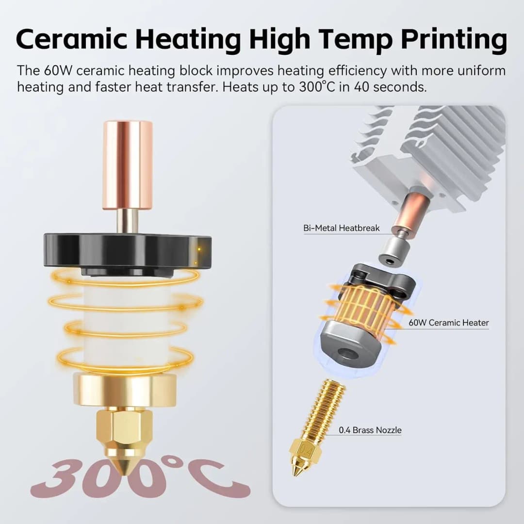 مجموعة Creality Ender 3 V3 KE Hotend لمقاومة الحرارة العالية حتى 300°C، مجموعة كتلة تسخين خزفية لنهاية الساخنة، مناسبة لـ K1/K1 Max - 2