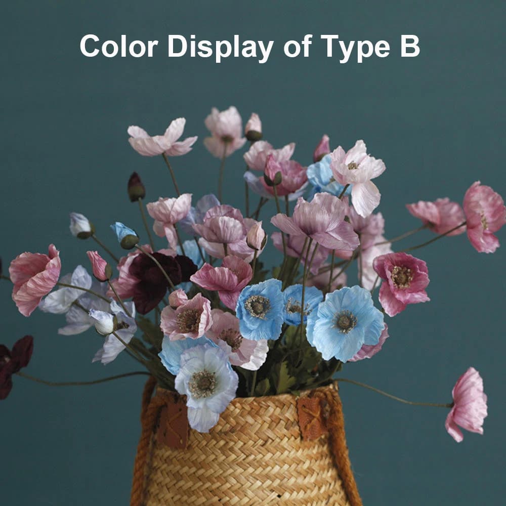 Artificial Flowers Fake Poppy Silk Flowers Long Stem Housewarming Garden Table Wedding DIY Party Wedding Bridal Bouquet Decor - 6