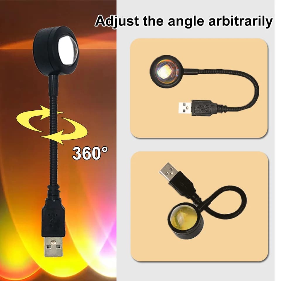 USB مصباح الغروب LED قوس قزح النيون ليلة ضوء العارض التصوير جدار جو الإضاءة لغرفة النوم غرفة ديكور أضواء الليل - 3
