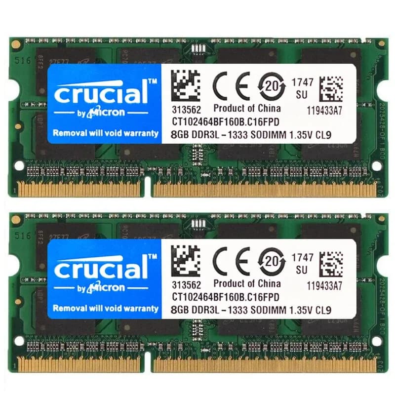 ذاكرة رام كروشيال DDR3 DDR3L بسعة 8 جيجابايت و4 جيجابايت و2 جيجابايت بتردد 1066 و1333 و1600 ميجاهرتز، 204pin، 1.35V/1.5V، PC3-12800 SODIMM لاجهزة اللابتوب والنت بوك - 4
