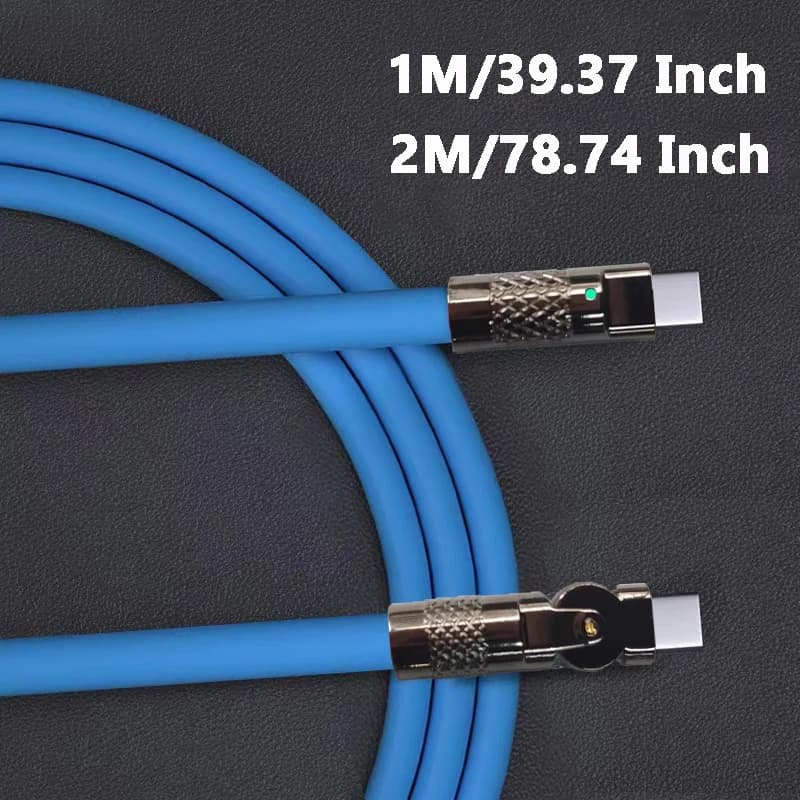 كابل شحن سريع جداً 120 واط 6 أمبير Type C سيليكون مرفق دوار 180 درجة TYPE-C-C بطول 1 متر و2 متر كابل USB C إلى C - 5