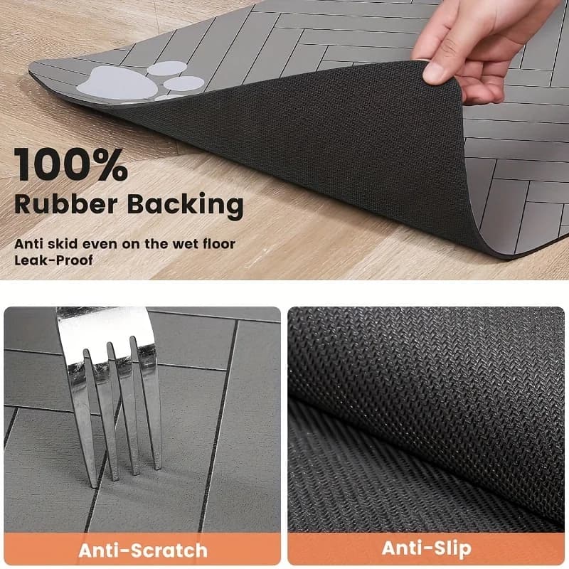 Waterproof Dog Food Mat – Heavy-Duty Non-Slip Feeding Tray with S/M Sizes for Messy Eaters, Durable Absorbent Diner Mat - 4