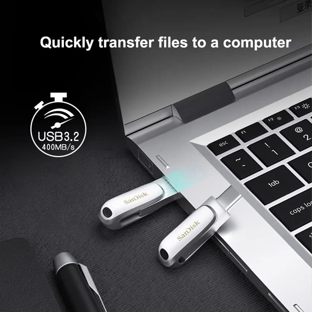 SanDisk SDDDC4 Ultra Dual Drive Luxe USB 3.2 فلاش درايف 64 جيجابايت Type C 128 جيجابايت 256 جيجابايت 512 جيجابايت معدن Type A OTG 2 في 1 فلاش درايف - 5