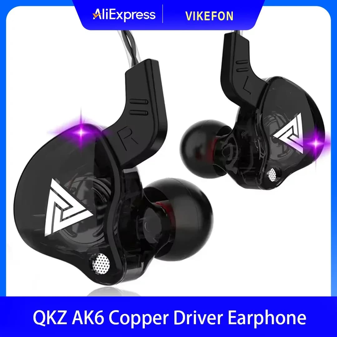 سماعات أذن سلكية QKZ AK6 مقاس 3.5 ملم سماعات أذن هاي فاي باس مع ميكروفون إلغاء الضوضاء سماعات رأس للألعاب الرياضية للهاتف الكمبيوتر المحمول