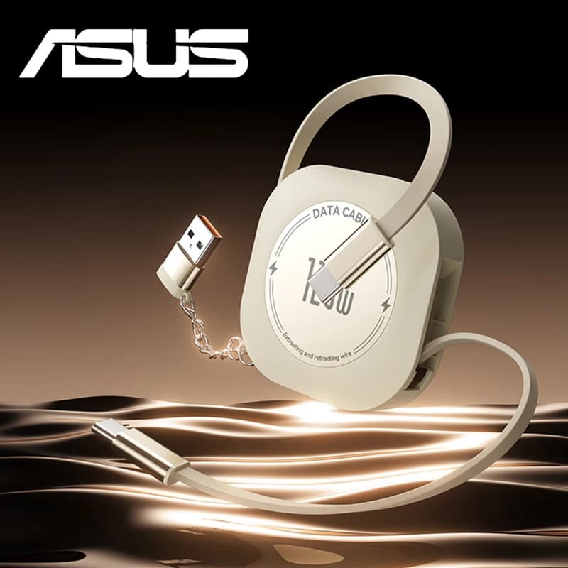 أسوس كابل شحن قابل للسحب USB C إلى USB C بقوة 120 واط، مع محول Type C أنثى إلى USB ذكر لهواتف آيفون 17 وشاومي - 5