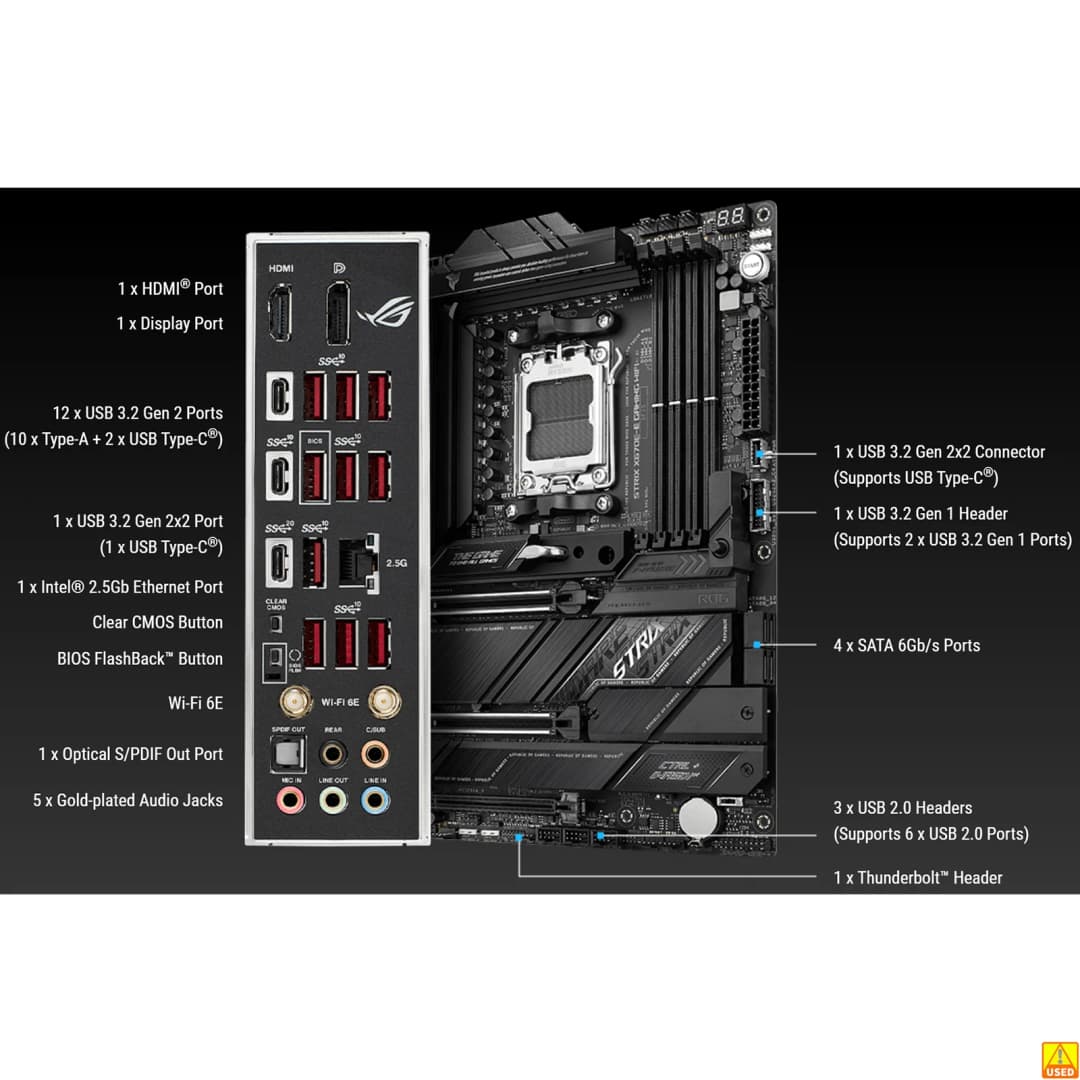 لوحة أم ASUS ROG STRIX X670E-E GAMING WIFI مقبس AM5 معالج DDR5 8000+(OC) ذاكرة مجموعة شرائح X670 لوحة رئيسية ATX - 5