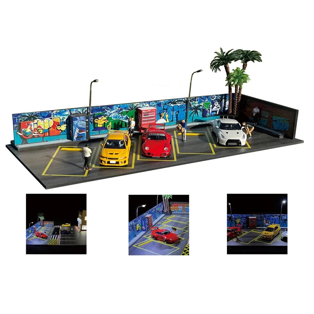 GFans 1/64 Scale Car Garage Miniatures Model Car Parking Lot Diecast Scene Display Vehicle Scene Toy Background Collection - 5