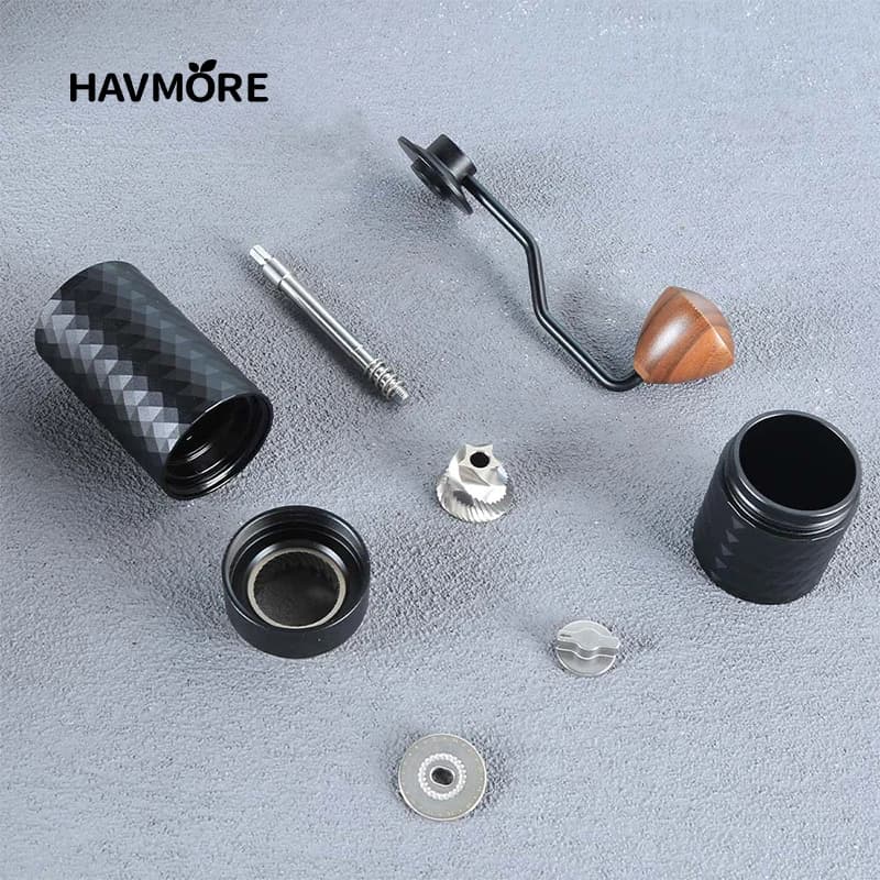 مطحنة قهوة يدوية محدثة HAVMORE احترافية من الفولاذ المقاوم للصدأ قابلة للتعديل بتصميم ماسي لطحن حبوب القهوة - 3