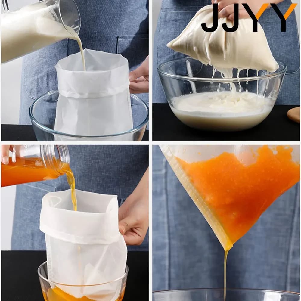 JJYY 100/200/300 شبكة نايلون فلتر كيس حليب المكسرات شبكة الزبادي الشاي البيرة القهوة الزيت فلتر الطعام مصافي شبكة أكياس مصفاة المطبخ - 4