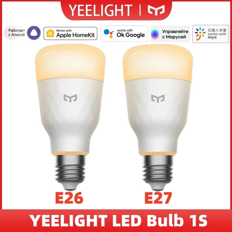 مصباح ييليت LED 1S E26/E27 إضاءة دافئة سطوع قابل للتعديل تحكم صوتي واي فاي إضاءة ذكية لهوم كيت منزل مي جوجل أليكسا