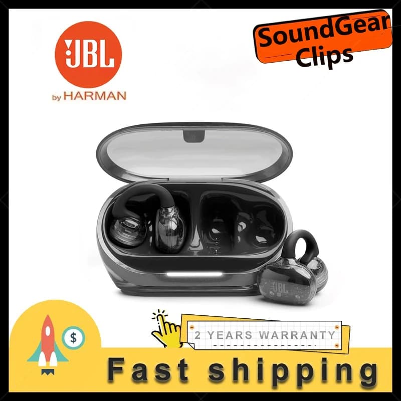 سماعات أذن بلوتوث لاسلكية من JBL SoundGear Clips، مفتوحة الأذن، مع ميكروفون واضح، باس عميق، مقاومة للعرق IP54، مثالية للرياضة والجري